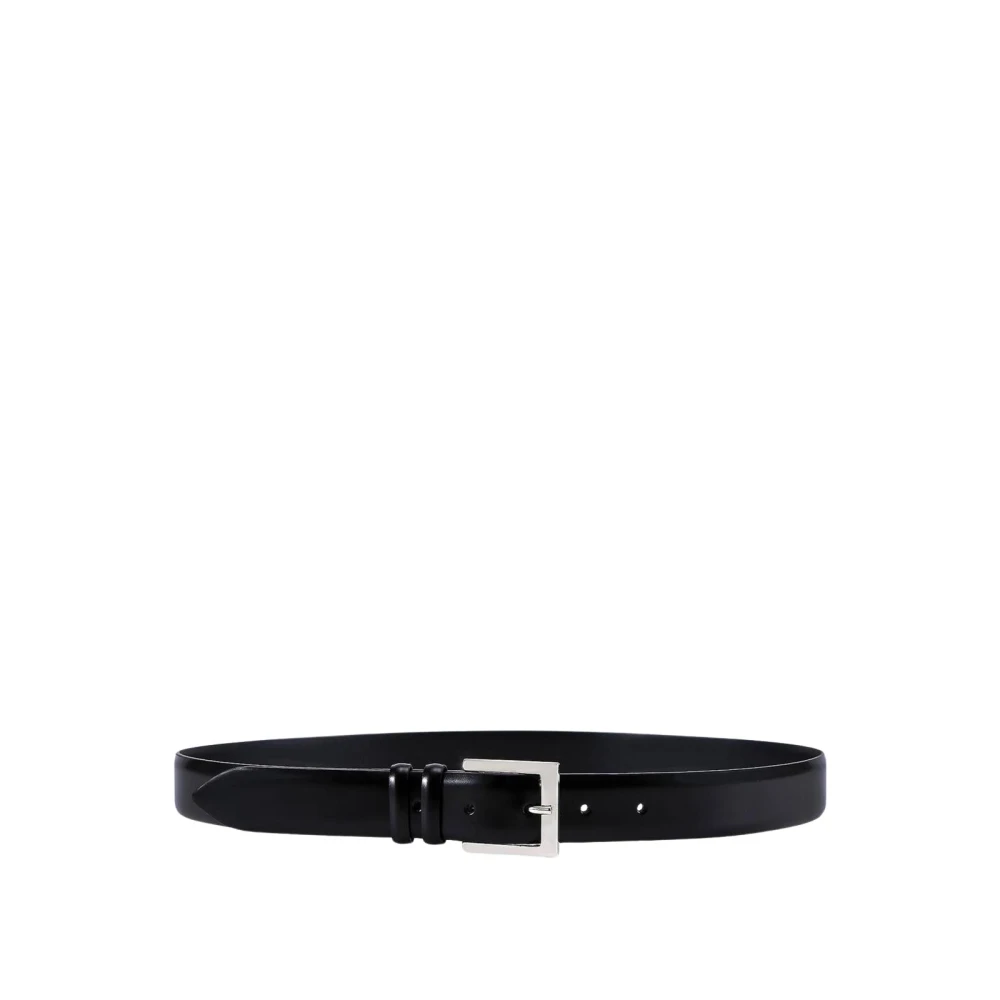 Orciani Homme Noir Accessoires, Taille: 85 Cm Ceinture En Cuir Avec Boucle Argentée