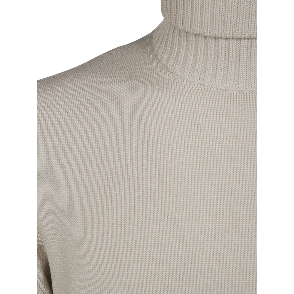 Drumohr Merino Wol Coltrui Trui Beige Heren