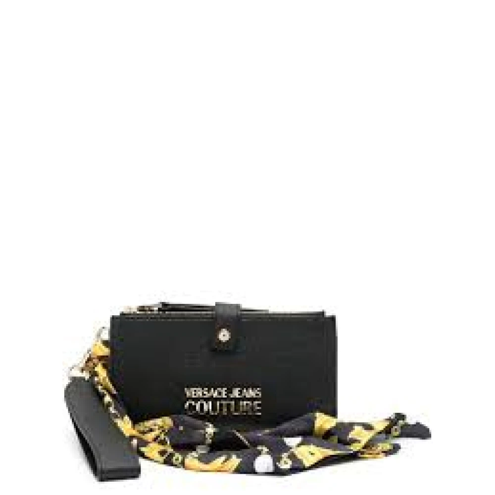Versace Jeans Couture Zwarte Portemonnee met Polsband en Afneembare Sjaal Black Dames