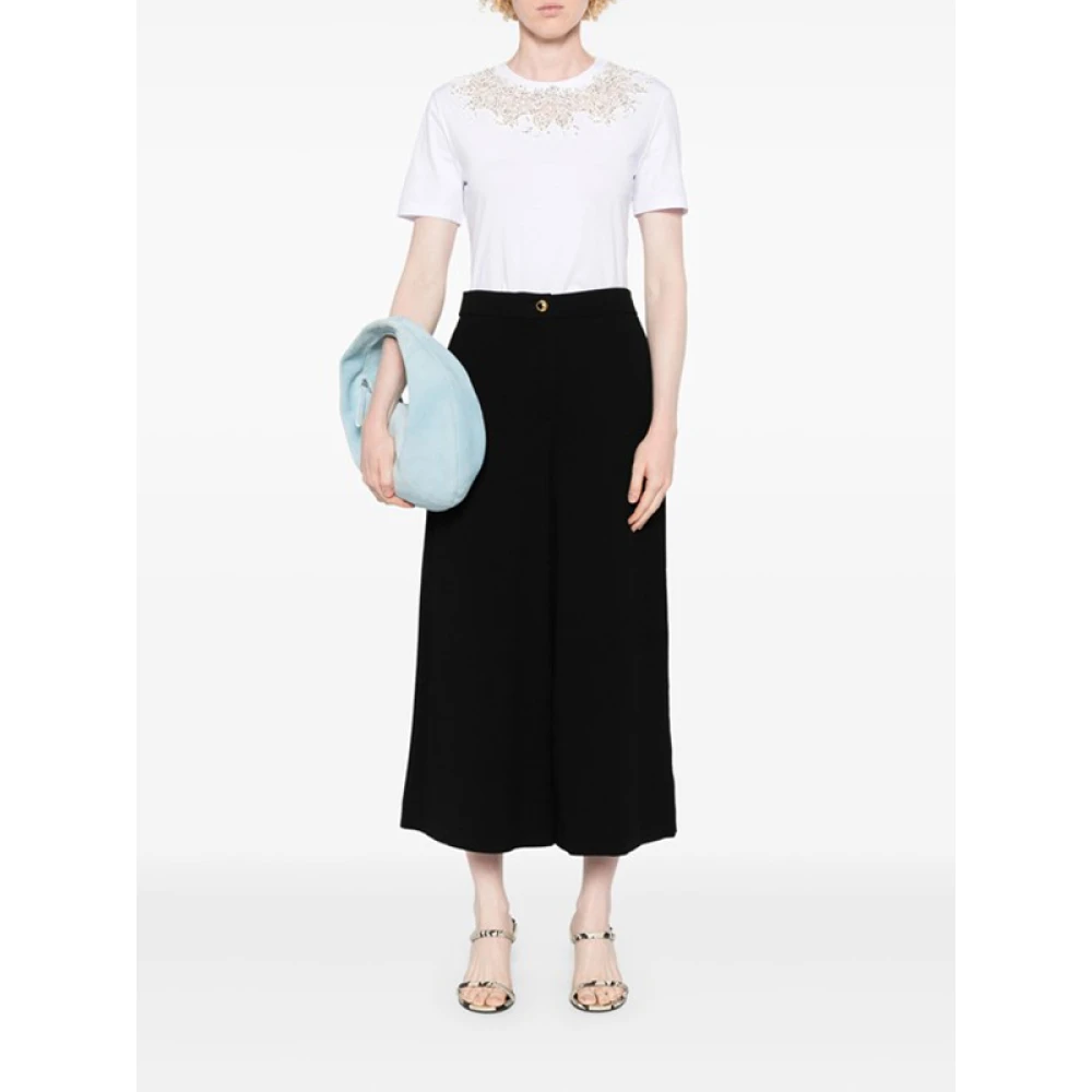 Ermanno Scervino Kristal Kant T-shirt met Tule Panelen White Dames