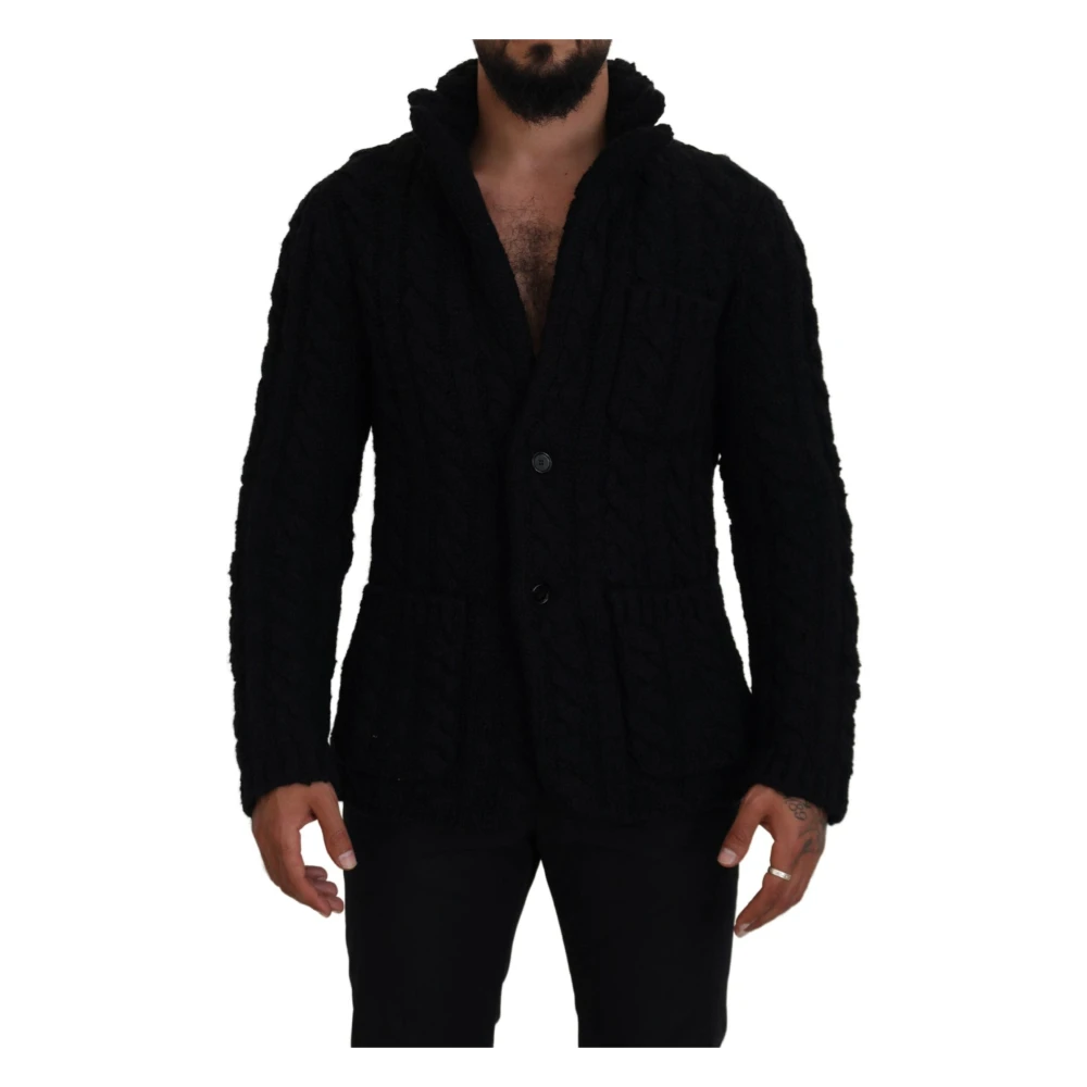 Dolce & Gabbana Men's Black Cardigans,, Luxury Knit Cardigan Extra Small