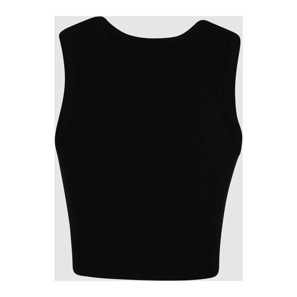 Agolde Geribbelde tanktop met sportieve snit Black Dames