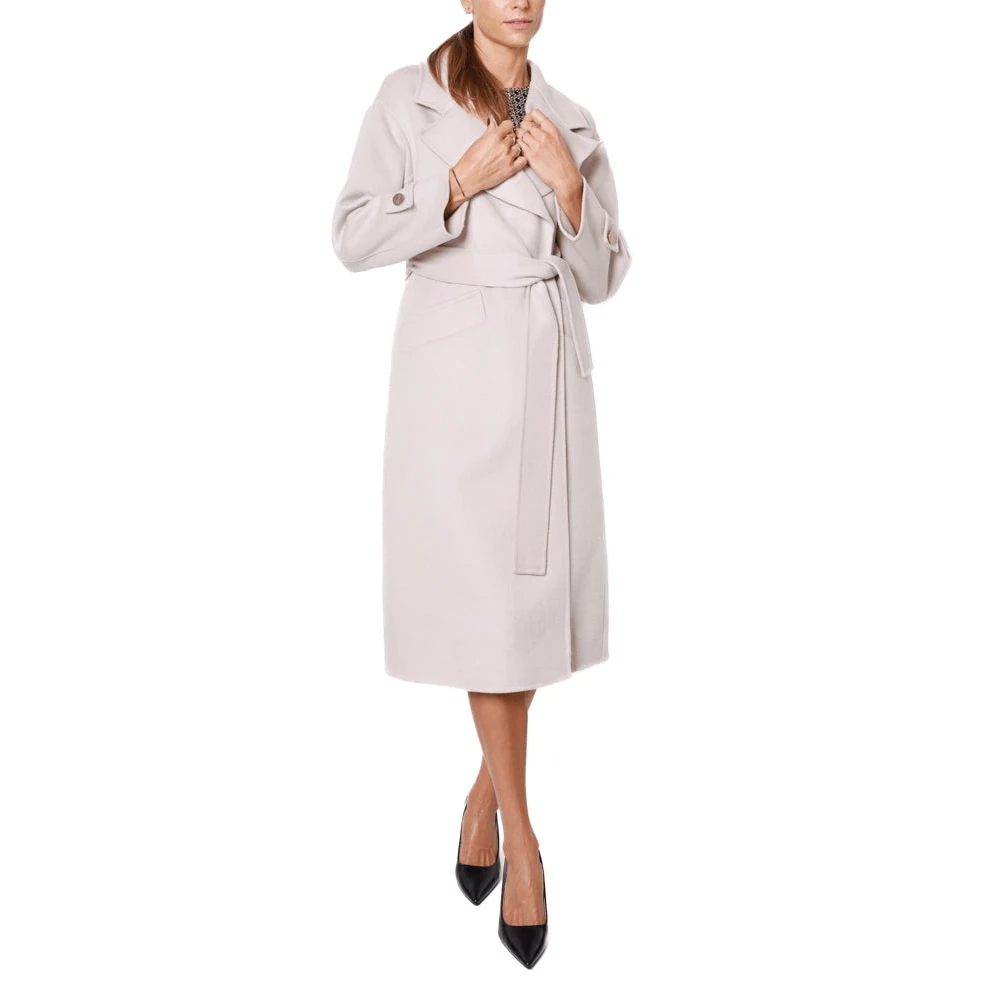 Liu Jo Beige Wollen Jas met Riem Beige Dames