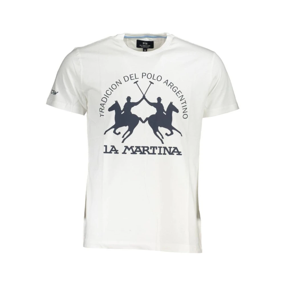 La Martina Men's White Elegant Tee With Iconic Print