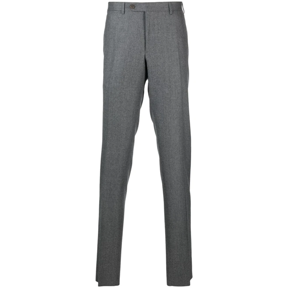 Canali Flanellen wollen broek met zakken Gray Heren