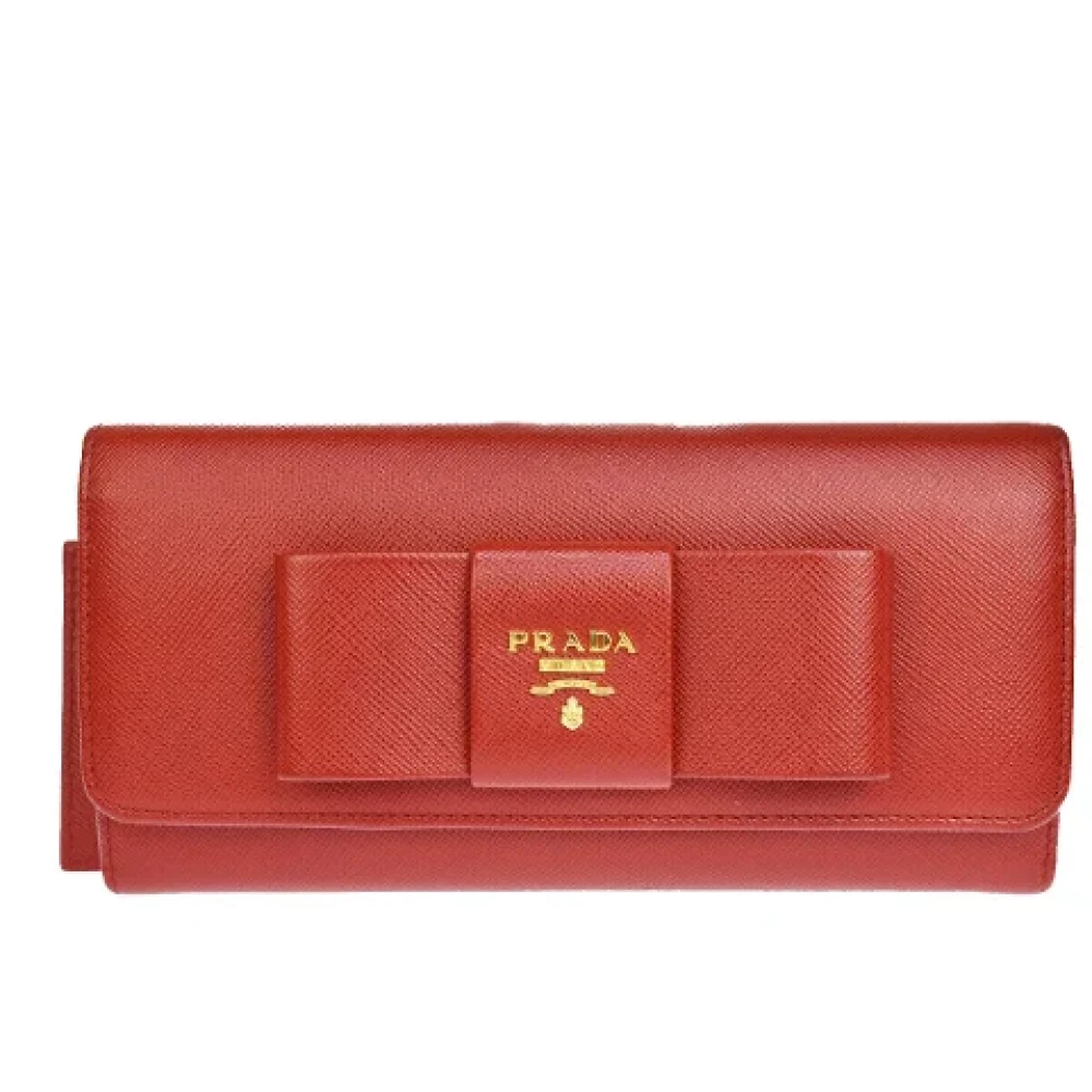 Prada Vintage Pre-owned Leather wallets Red Dames