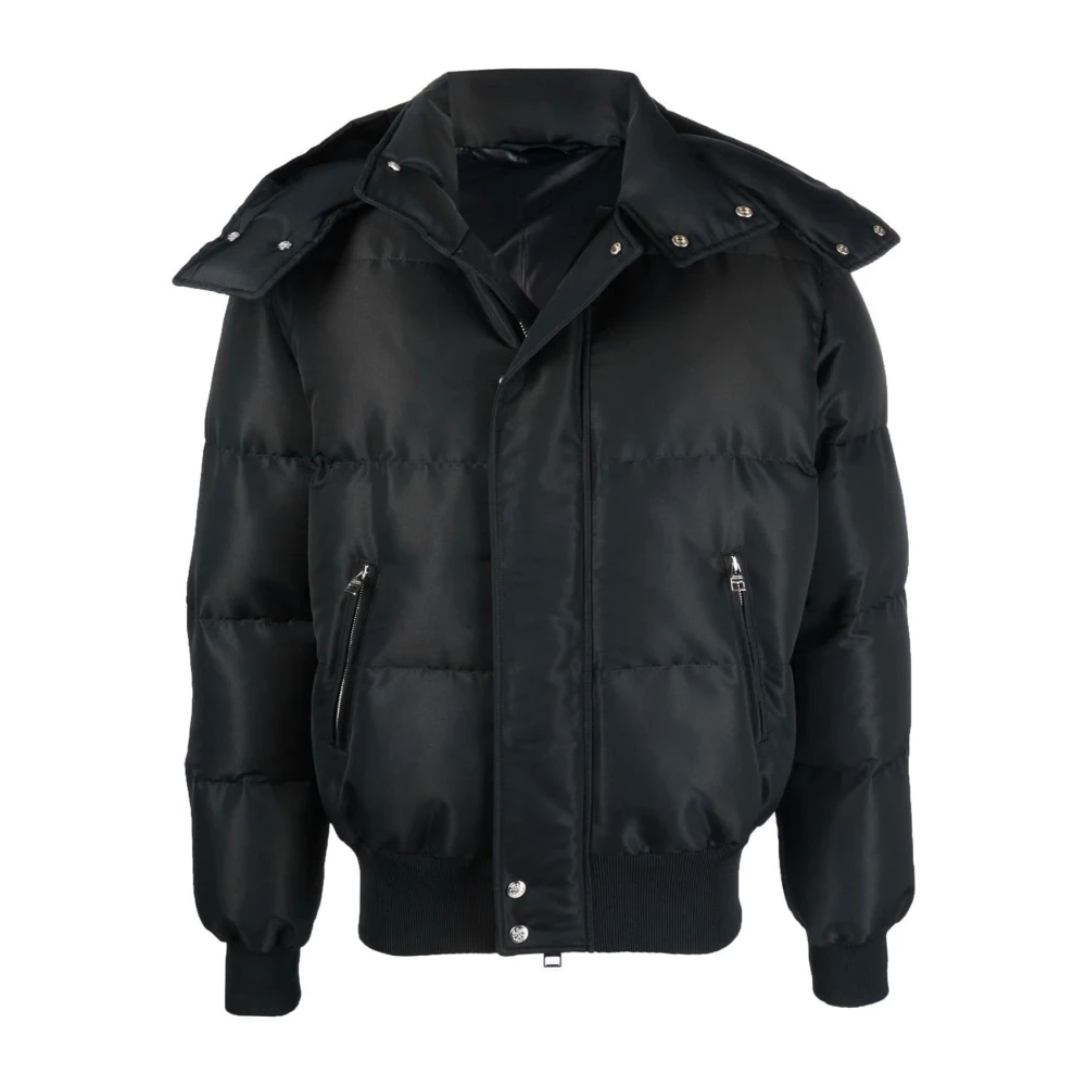 Alexander Mcqueen Black Winter Jackets, Male, M, Wool Blend Padded Bomber