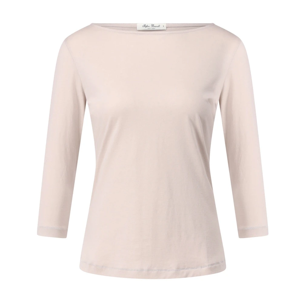Stefan Brandt Klassiek katoenen T-shirt met 3 4 mouwen Beige Dames