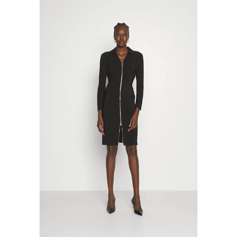pinko Akane Zwarte Jurk met Gouden Hardware Black Dames