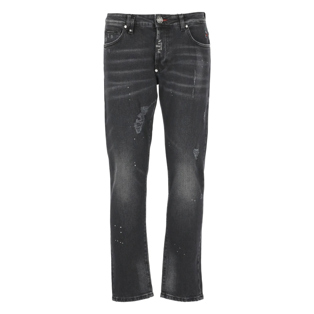 Philipp Plein Zwarte Katoenen Jeans met Hexagon Patch Black Heren