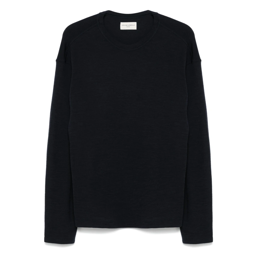 Officine Générale Wollen Blend Gebreide Kleding Blue Heren
