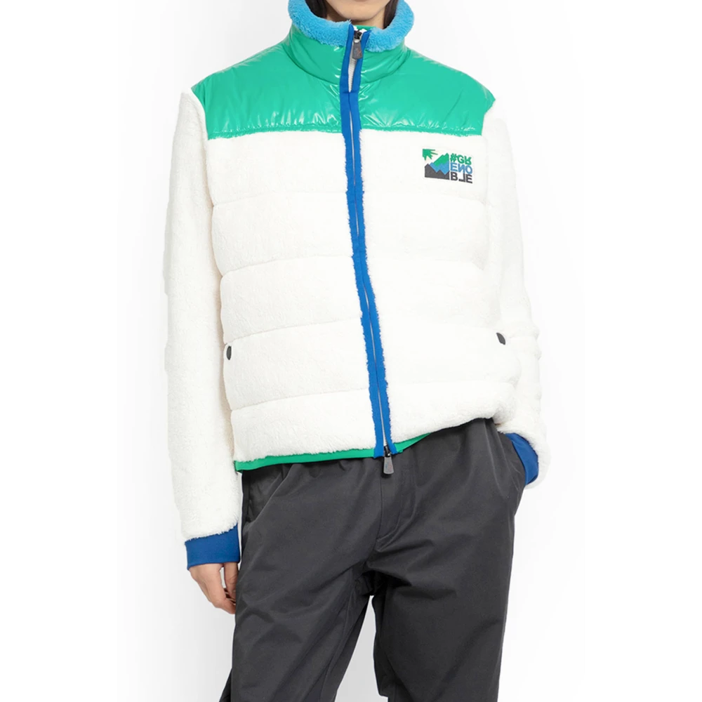 Moncler Witte Gewatteerde Fleece Zip-Up Cardigan Multicolor Heren