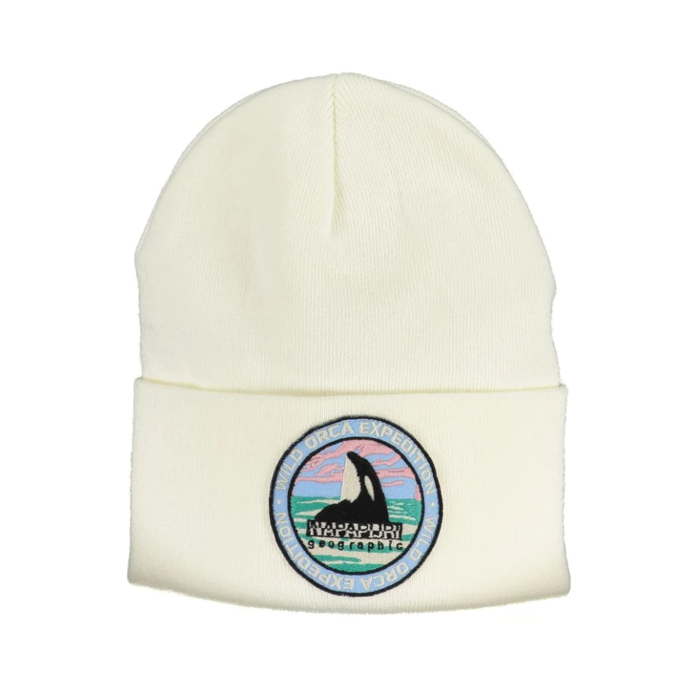 Napapijri Unisex White Beanies, One Size, Acrylic Hat & Beanies
