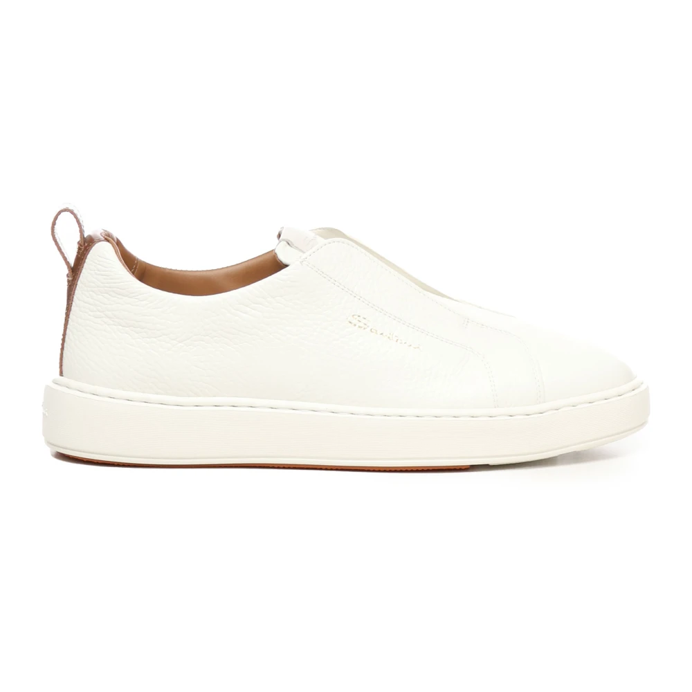 Santoni Slip-on sneakers i läder White, Herr