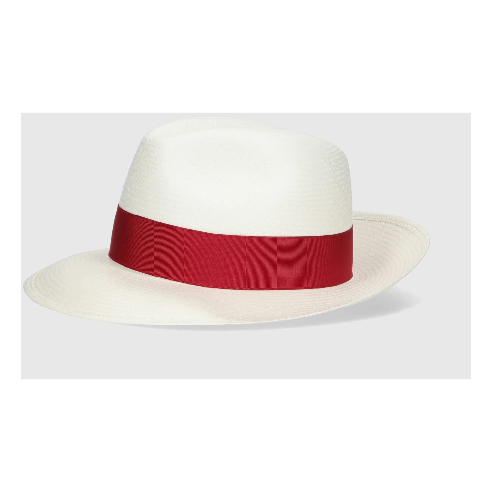 Borsalino Moderne Panama Hoed met Brede Rand White Dames