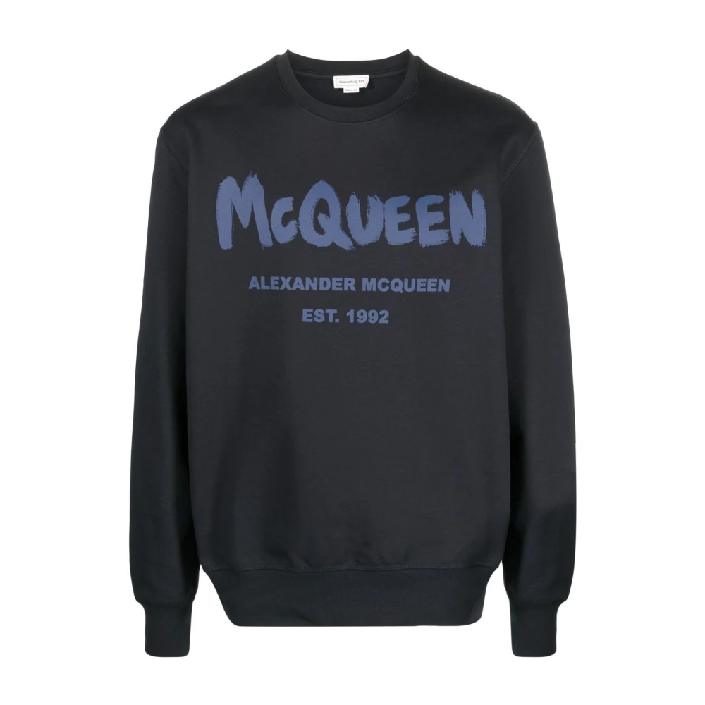 alexander mcqueen Blauwe bedrukte sweatshirt voor mannen Blue Heren