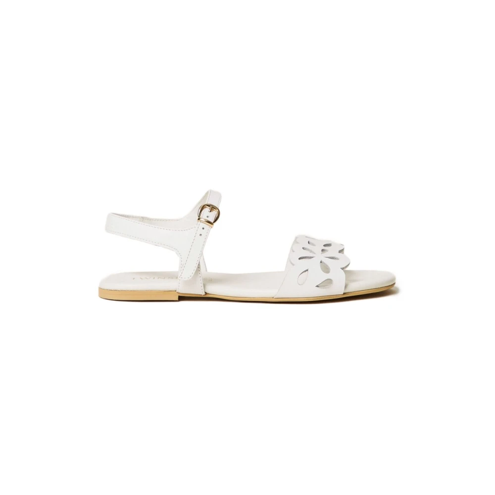 Twinset Girls White Kids Sandals, 29 Eu, Sandals With Floral Detail