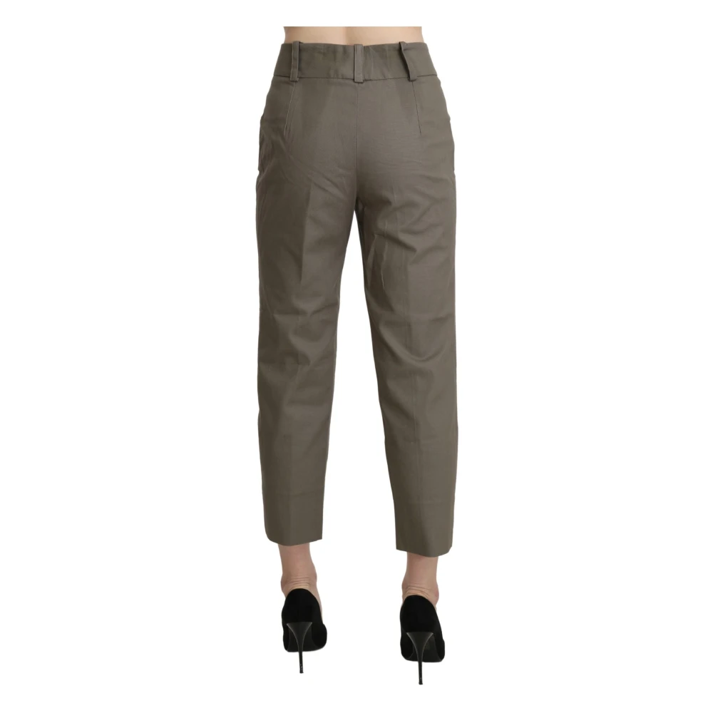 Bencivenga Elegant High Waist Cropped Pants in Gray Dames