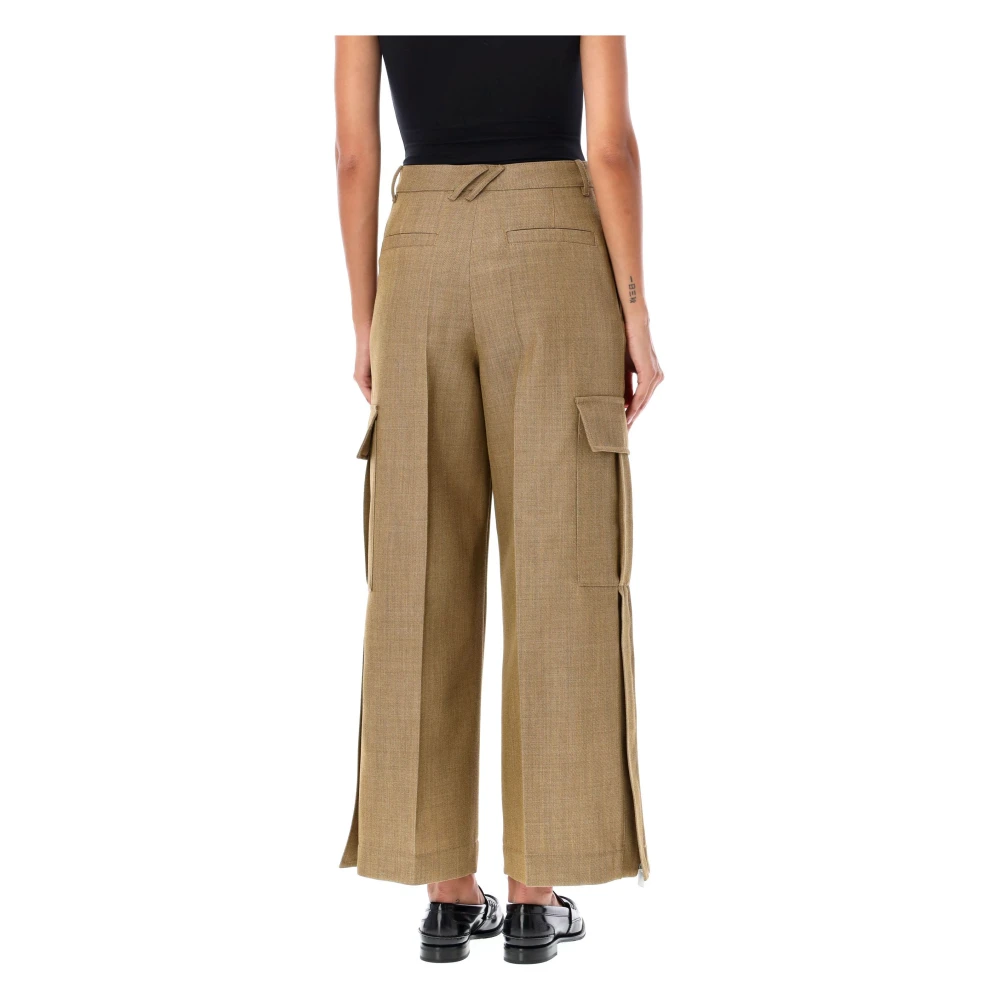 Burberry Beige Wide-Leg Cargo Broek Beige Dames