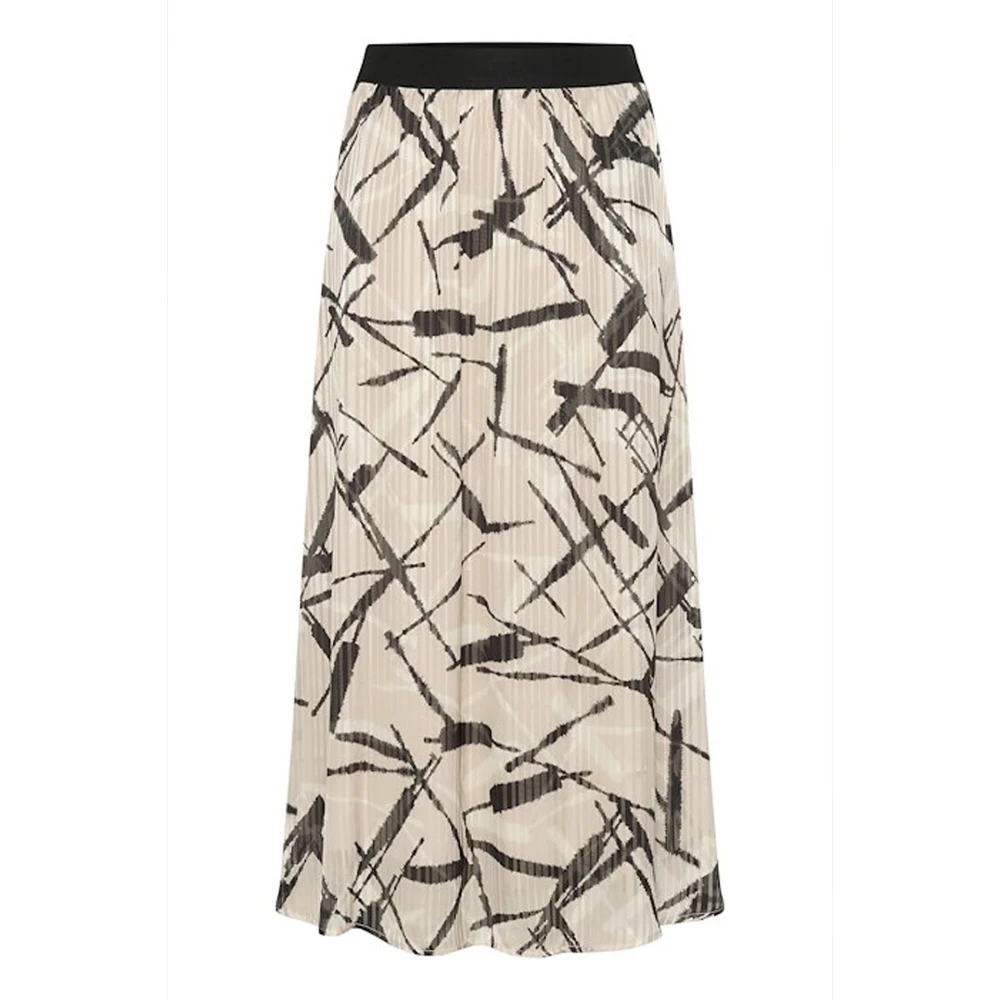 Kaffe Geplooide Rok Veergrijs Zwart Grafisch Multicolor Dames