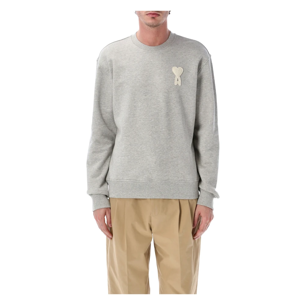 Ami Paris Men's Gray Crochet Adc Crewneck