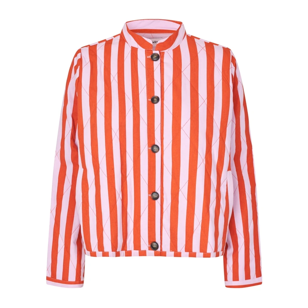 Lollys Laundry Gestreepte Gewatteerde Jas in Oranje en Roze Multicolor Dames