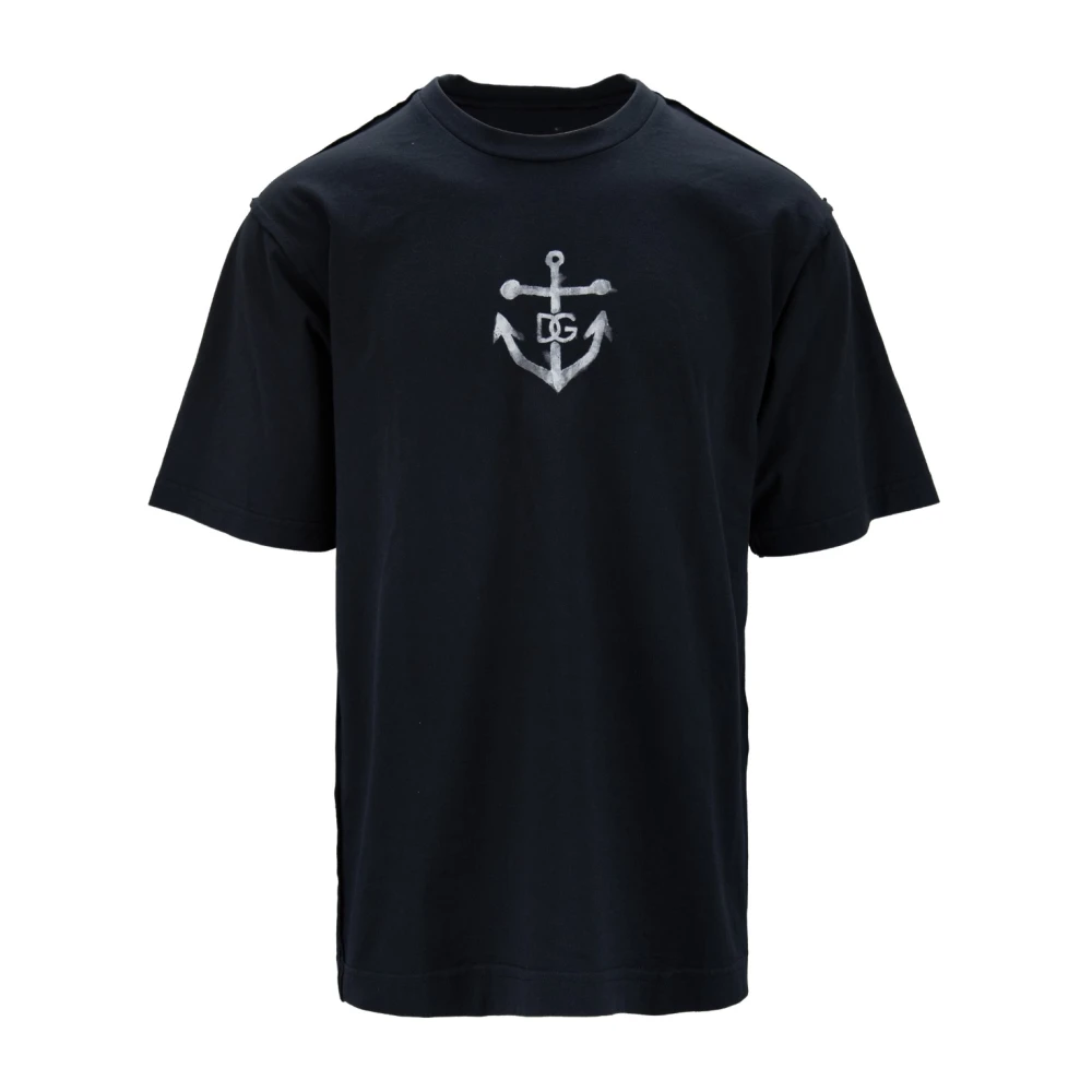 Dolce & Gabbana Heren Grafische Print Katoenen T-shirt Blue Heren