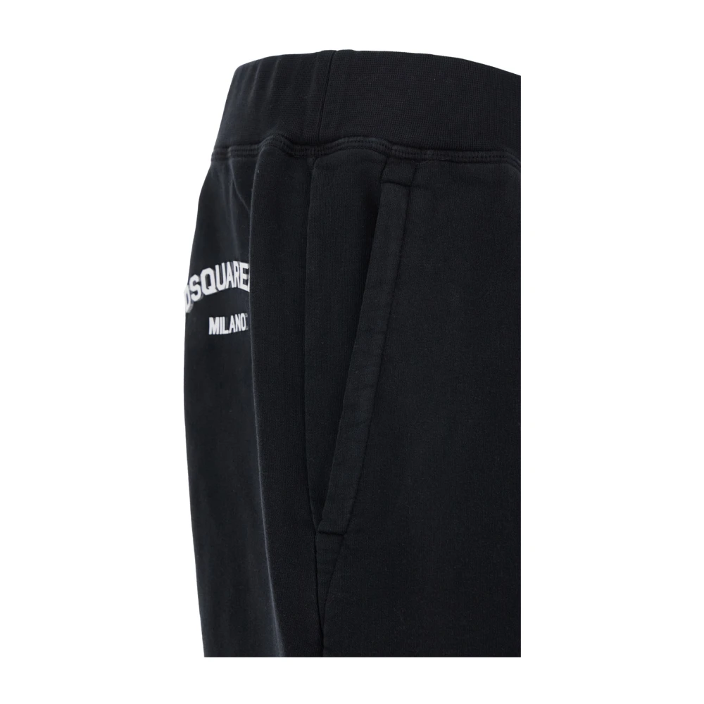 Dsquared2 Zwarte katoenen broek met elastische taille Black Heren