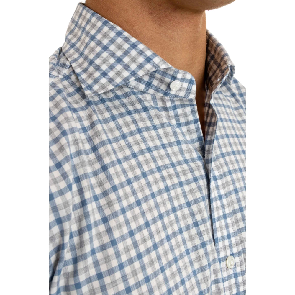 Barba Micro Patroon Maatwerk Overhemd Blue Heren