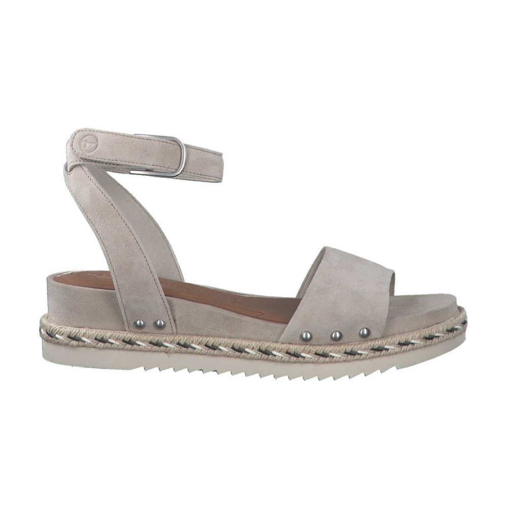 Tamaris Women's Beige Leather Flat Sandals Size 5 Uk