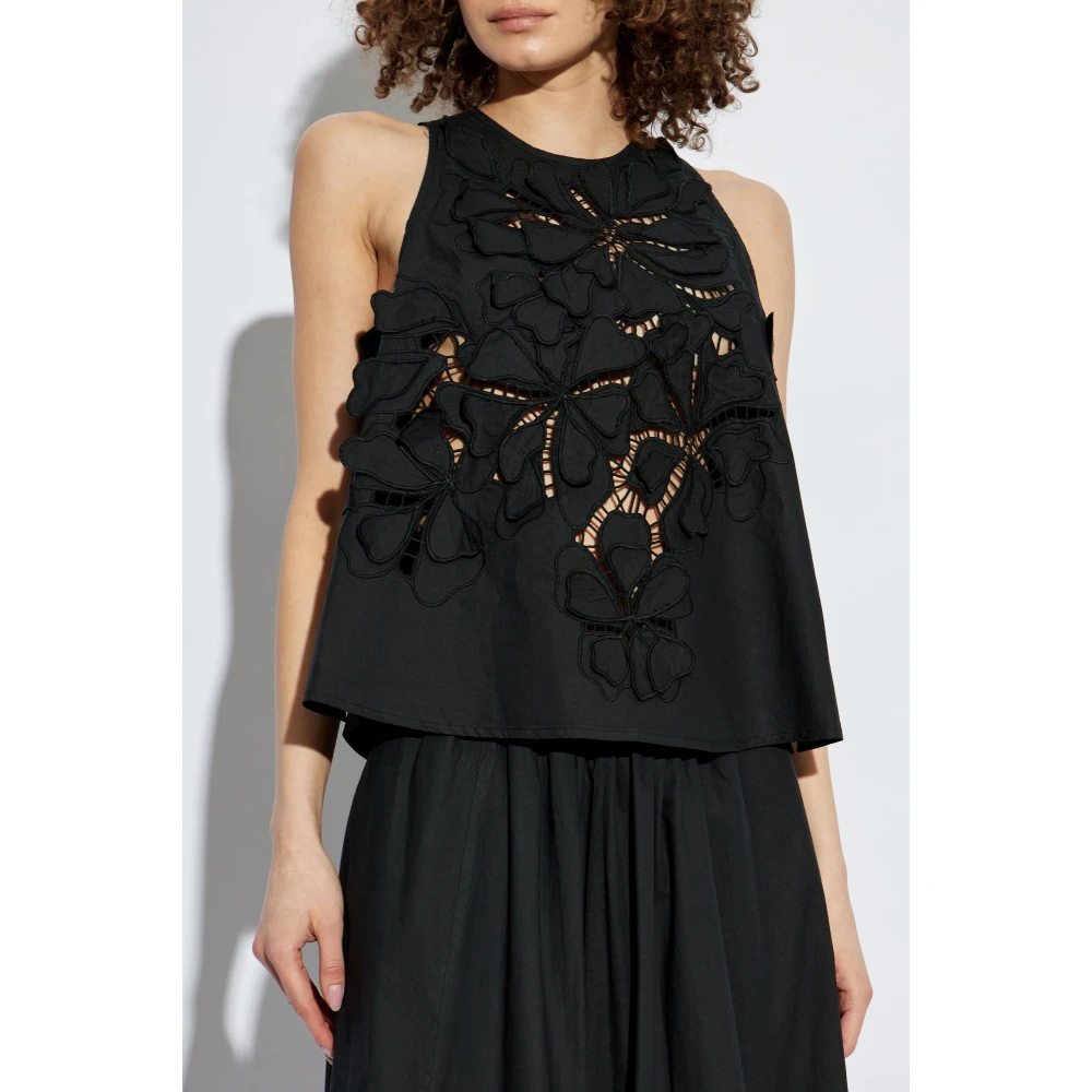 Forte Top met bloemenmotief Black Dames