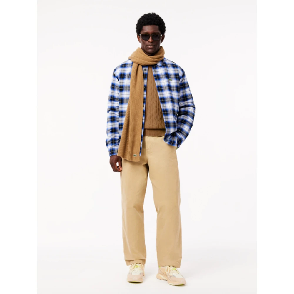 Lacoste Wollen Kabeltrui Beige Heren