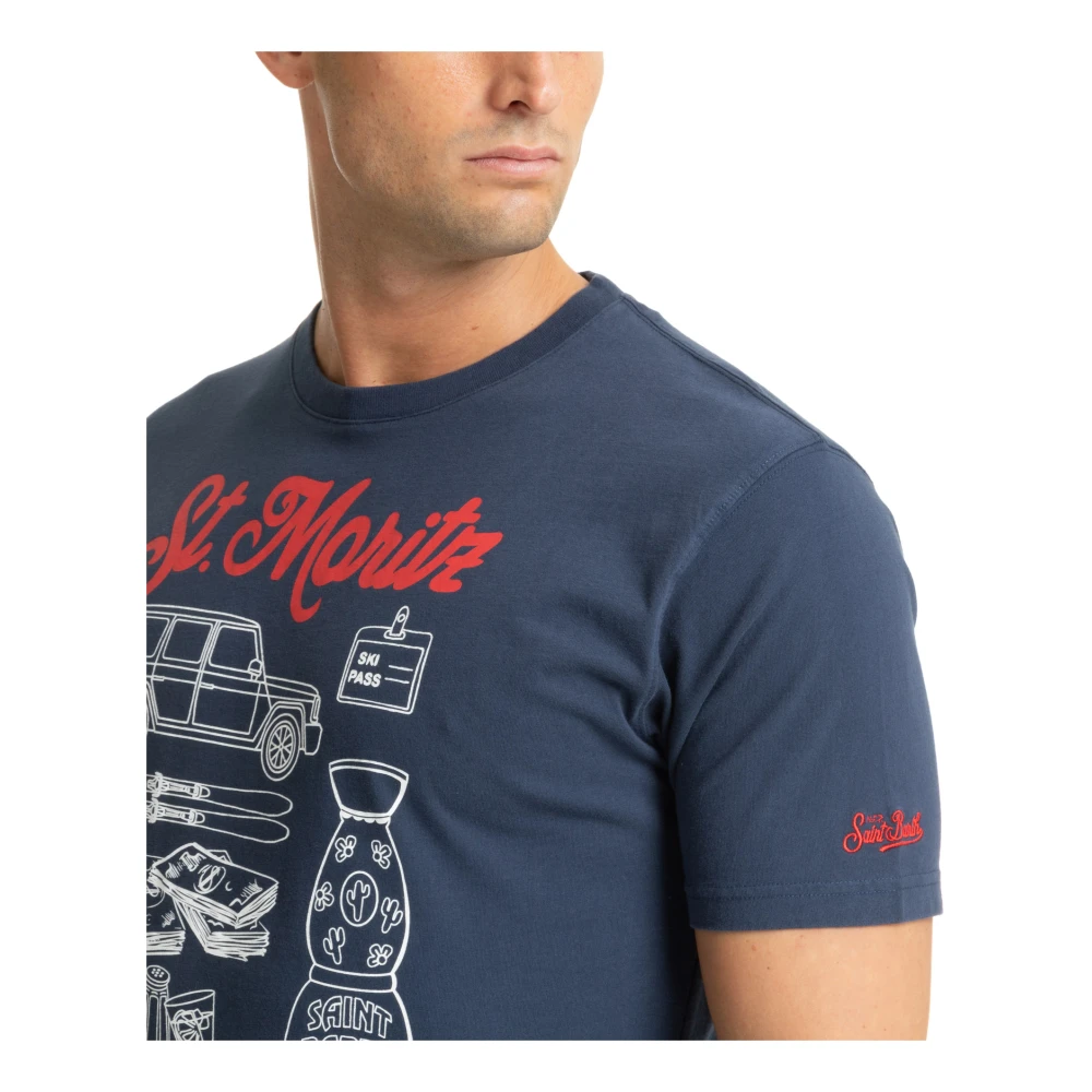 MC2 Saint Barth Gestreept Logo T-shirt Blue Heren