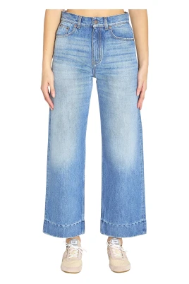 Högmidjade Croppade Jeans