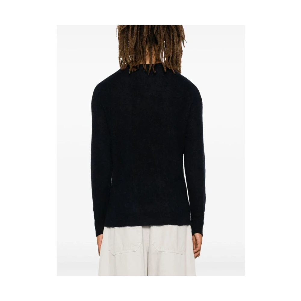 Auralee Navy Blauw Alpaca Gebreide Trui Blue Heren
