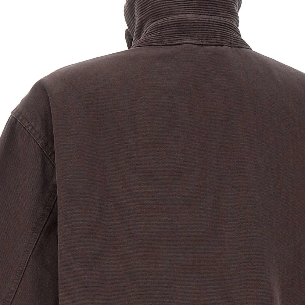 Rotate Birger Christensen Bruine Katoenen Parka met Corduroy Kraag Brown Dames