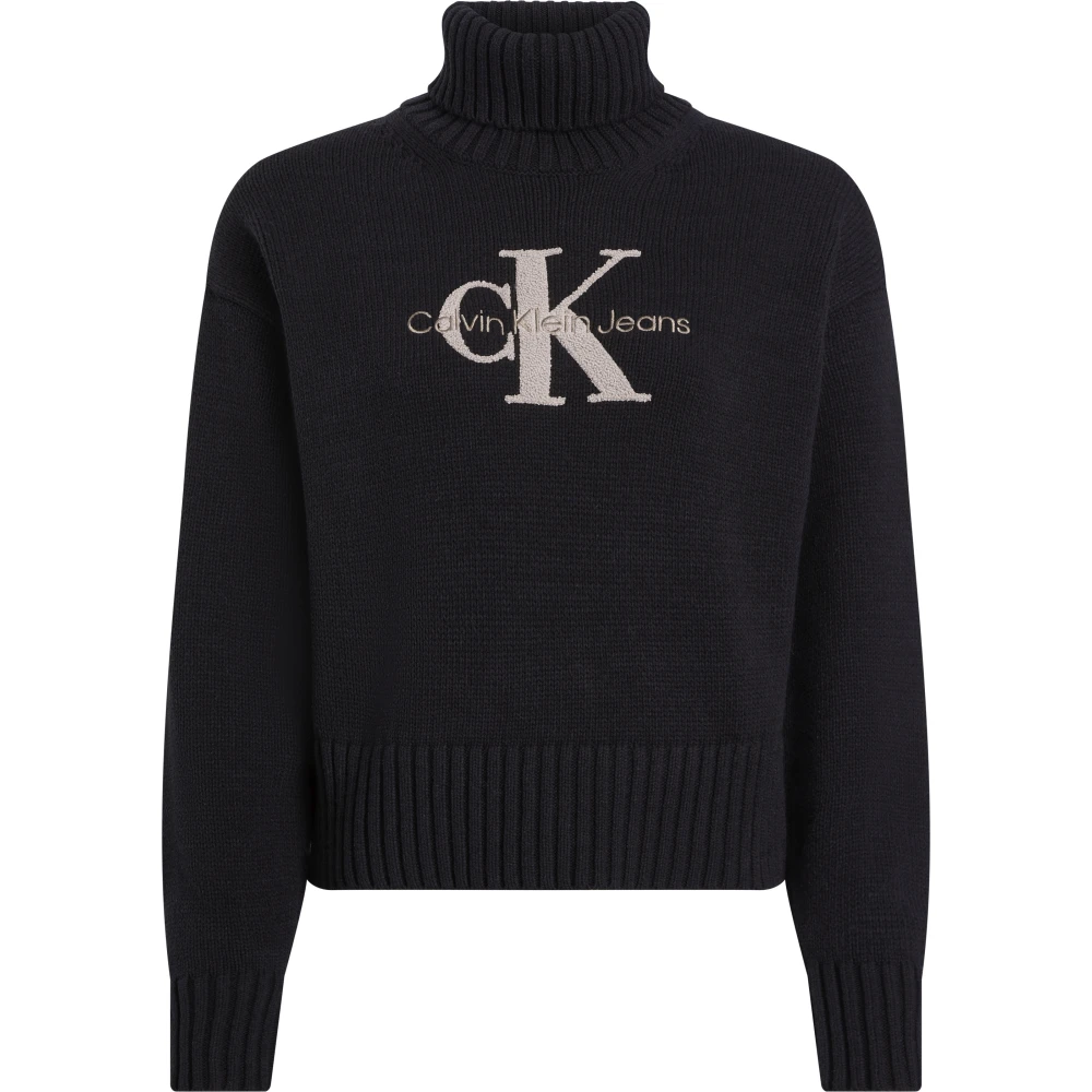 Calvin Klein Chenille High Neck Sweater Zwart Black Dames