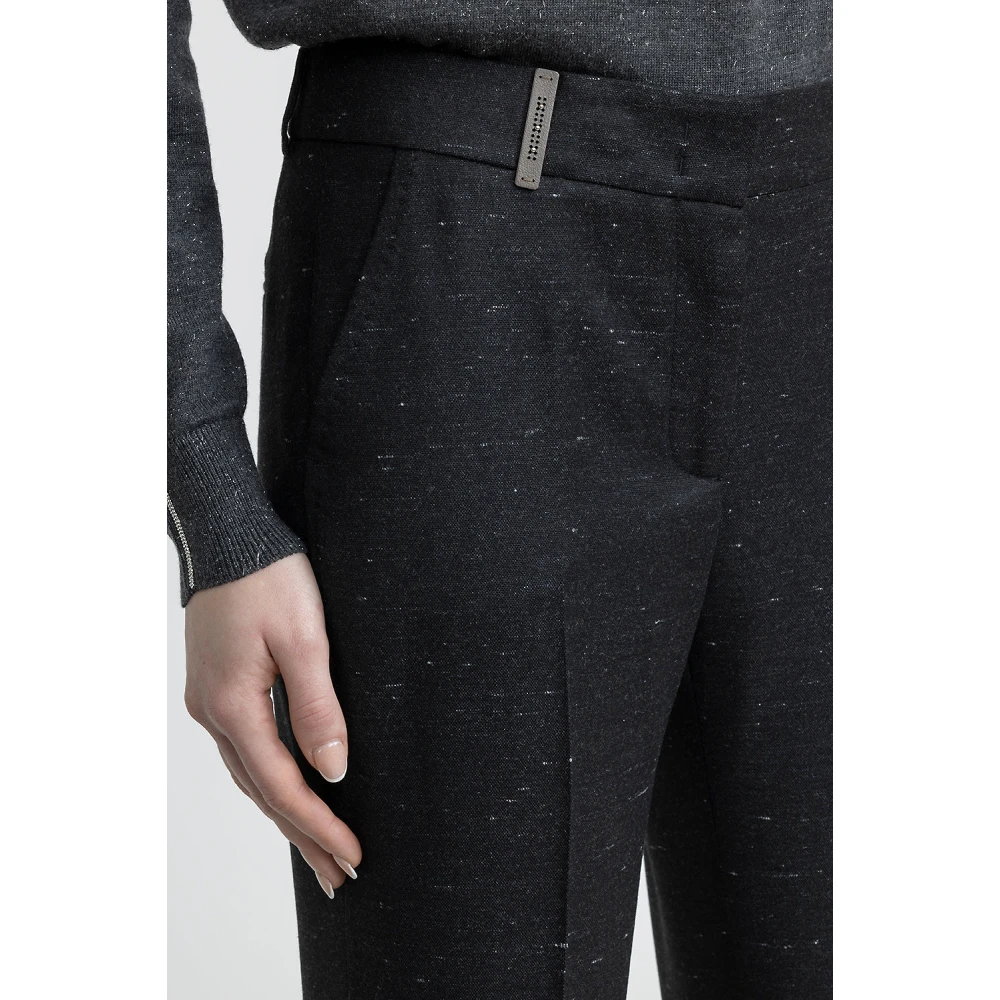 PESERICO Loro Piana stof sigarettenbroek Black Dames