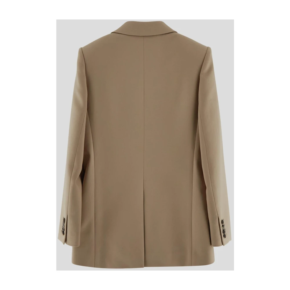 Saint Laurent Wollen Double Breasted Jas Beige Dames