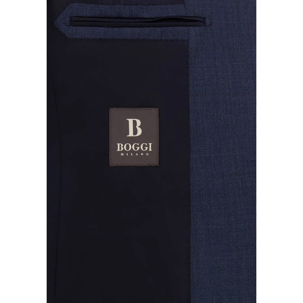 Boggi Milano Micro Patroon Pak van Zuivere Wol Blue Heren