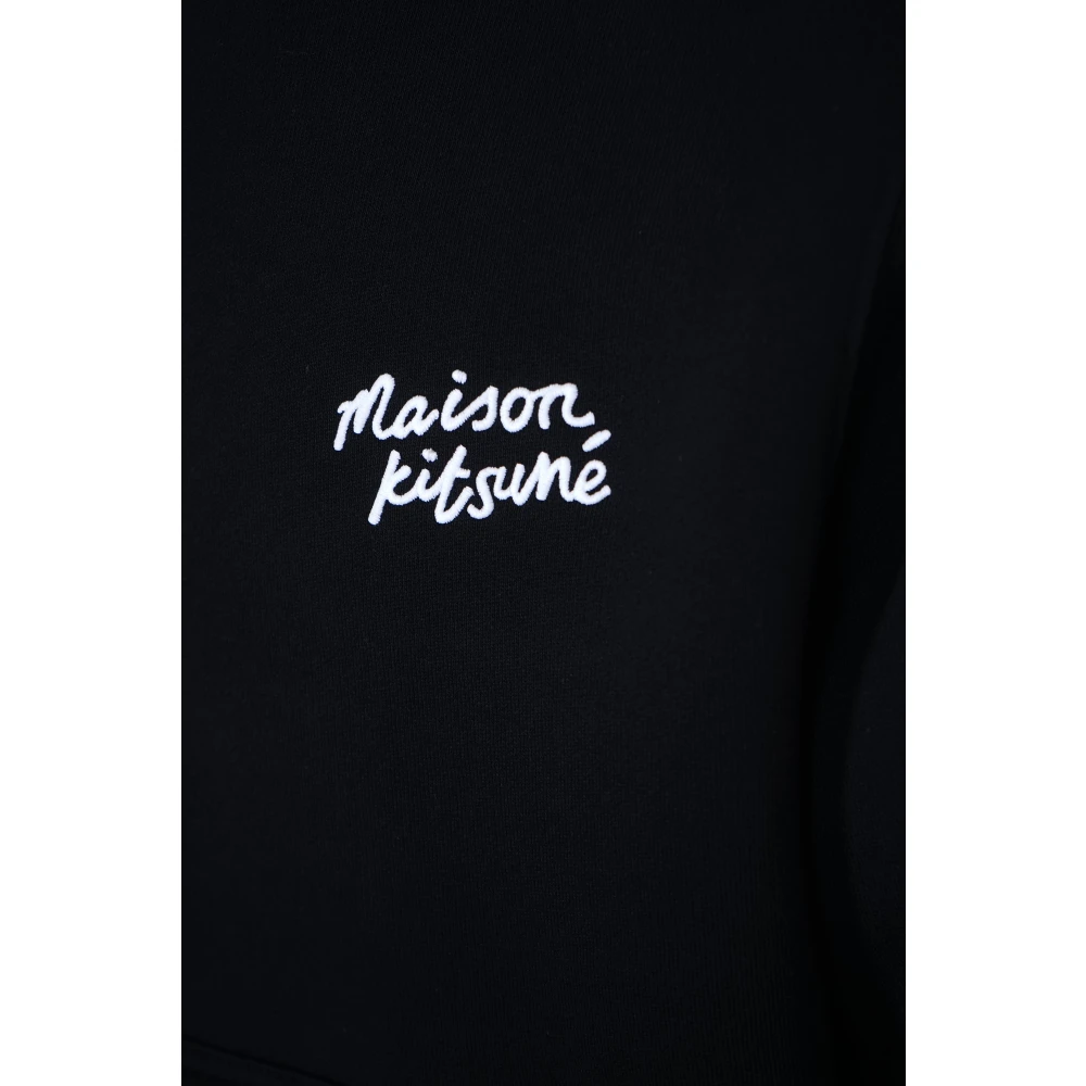 Maison Kitsuné Handgeschreven Comfort Rits Hoodie Black Heren