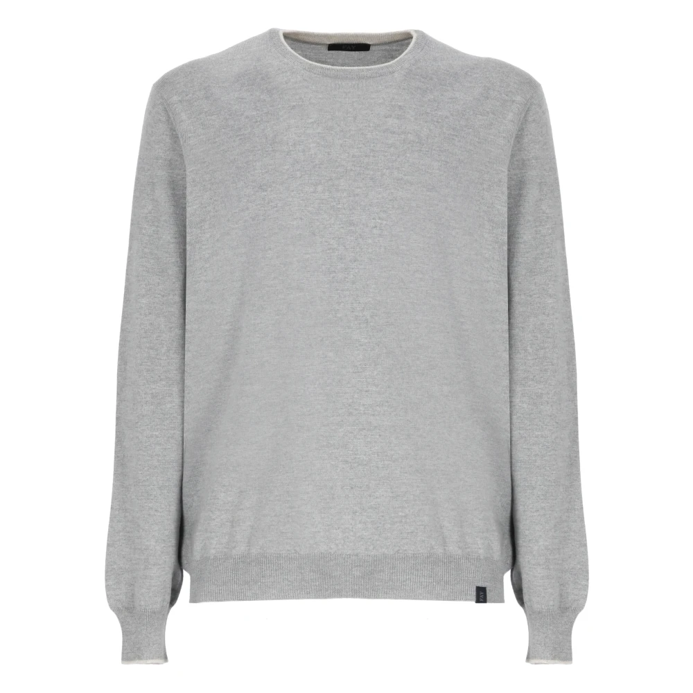 Fay Contrast Detail Wollen Trui Mannen Gray Heren