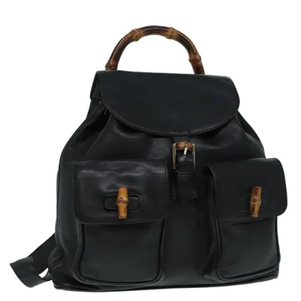 Gucci Vintage Pre-owned Leather backpacks Black Dames