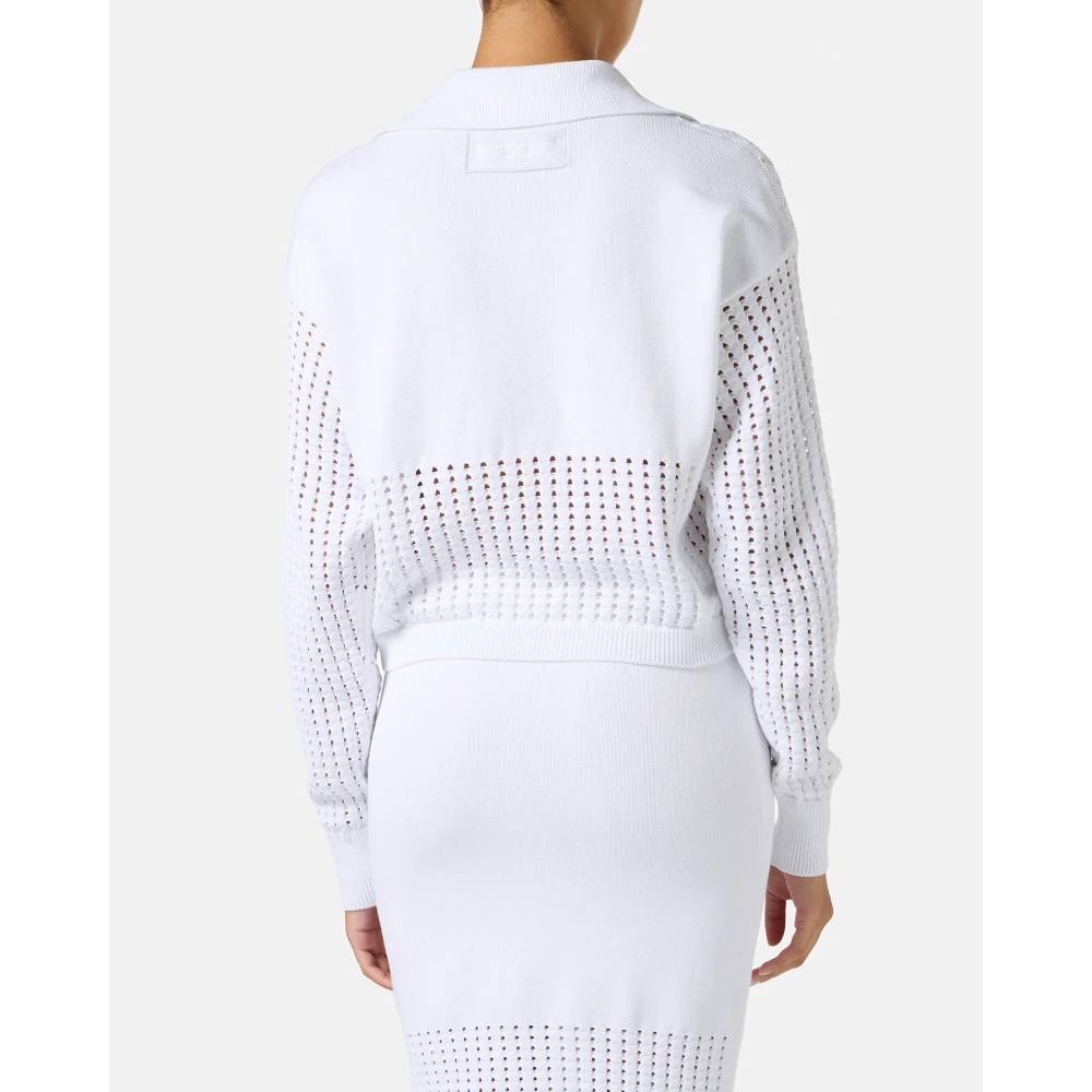 Iceberg Witte katoenen polo met geperforeerde strepen en logo White Dames