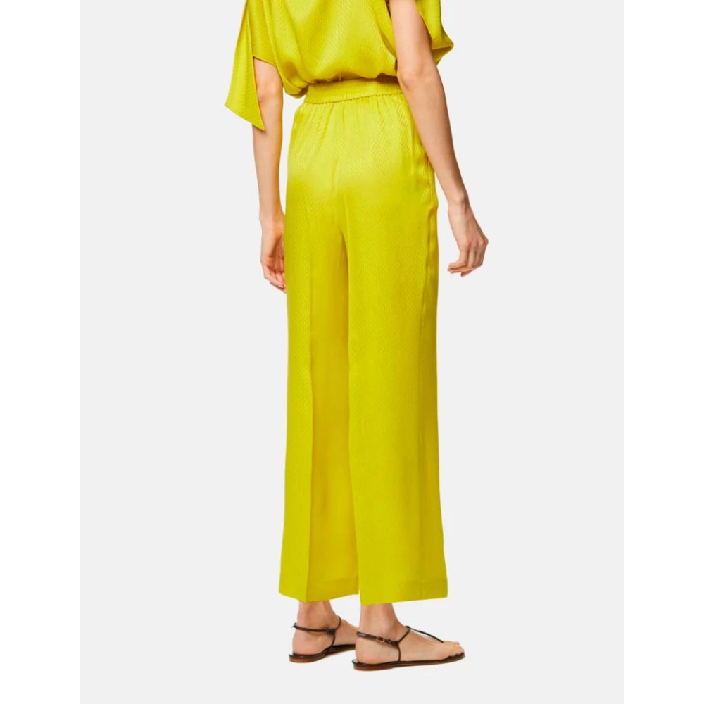 Carolina Herrera Zijden Jacquard Rechte Pijp Broek Geel Yellow Dames