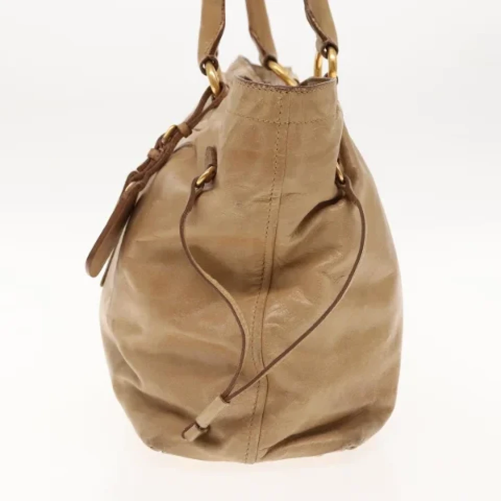 Prada Vintage Pre-owned Leather prada-bags Beige Dames