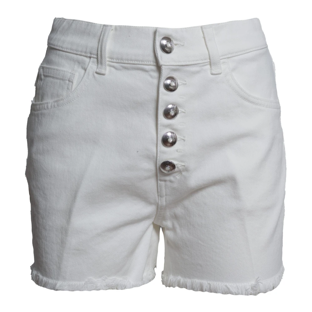 Dondup Women's White Denim Shorts, W25, Stella Shorts