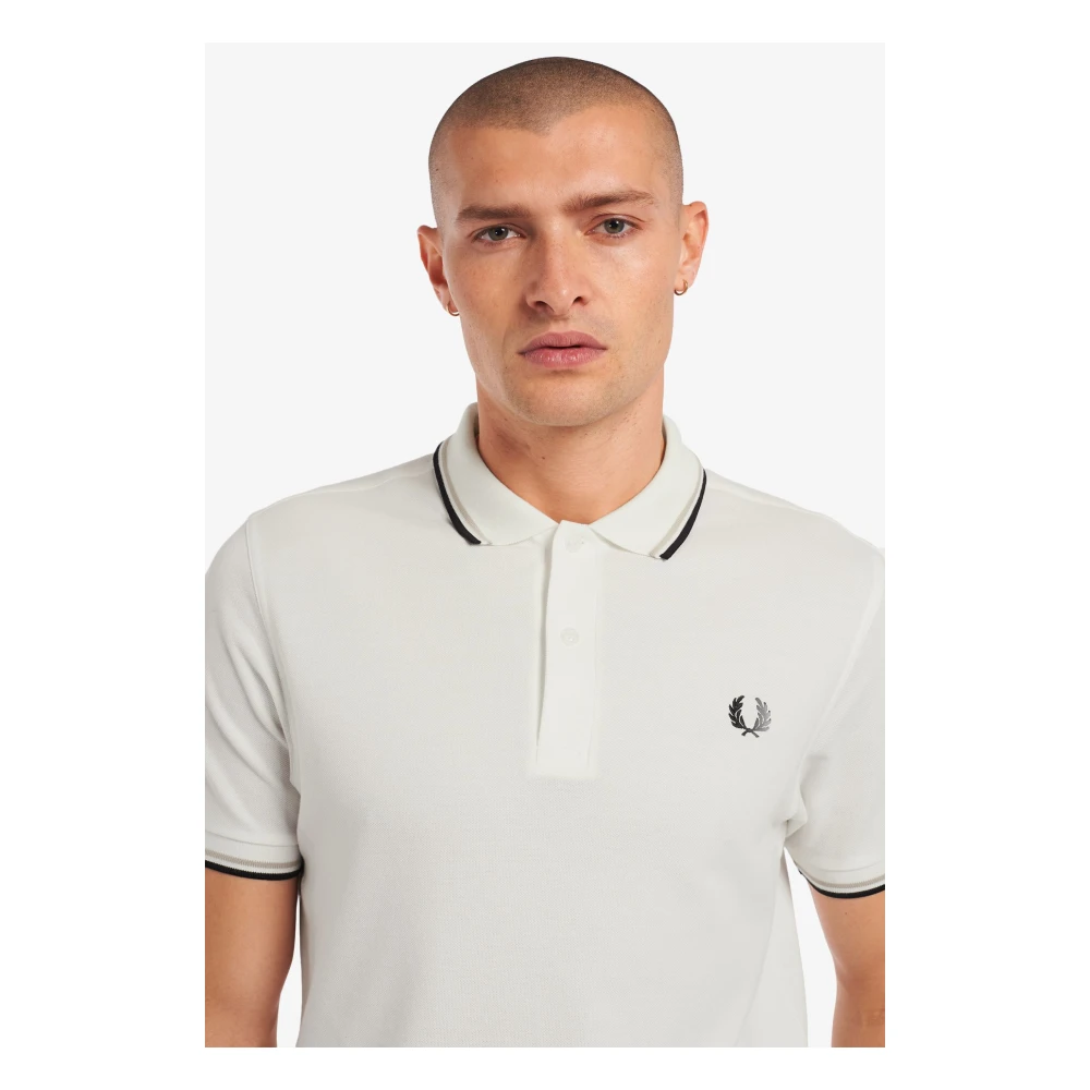 Fred Perry Slim Fit Twin Tipped Polo White Heren