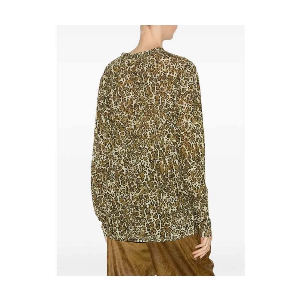 Isabel marant Luipaardprint Katoen Ronde Hals T-shirt Brown Dames