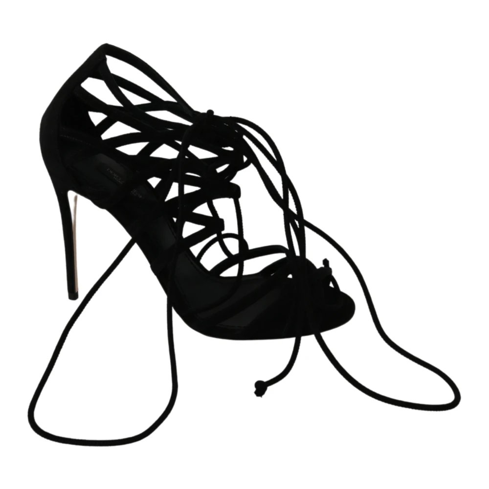 Dolce & Gabbana Women's Black Suede Gladiator Stilettos Sandals